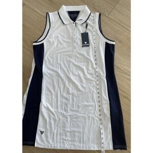 Maelreg Tennis Golf White Sleeveless Dress Women’s XL Pockets Collar Button Up